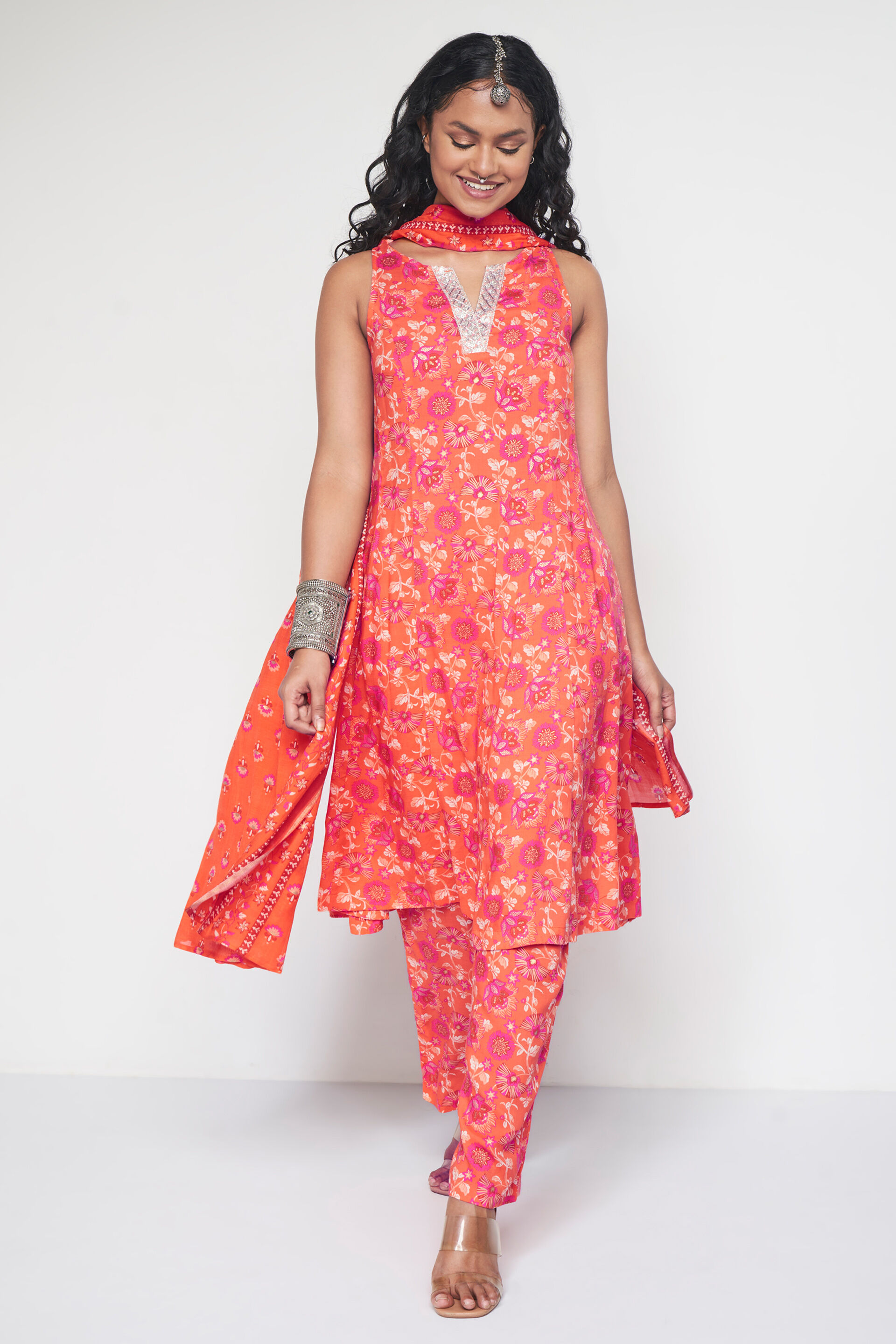 Dilnaz Kurta Set, Orange, image 2